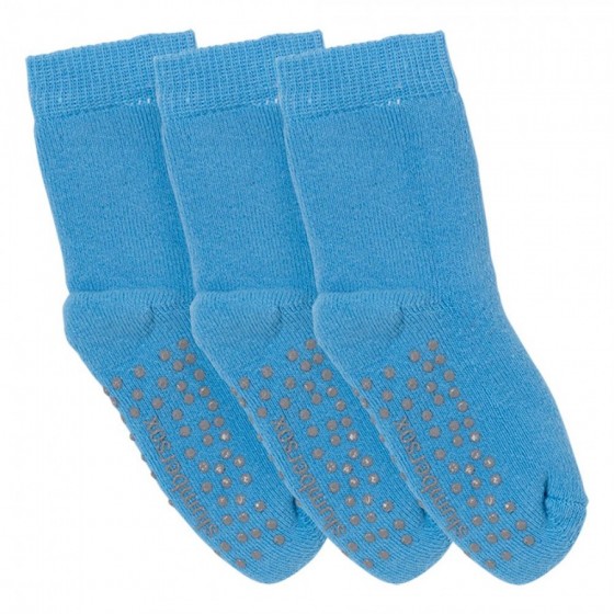 3-balenie protišmykových detských ponožiek  farba Bledo modrá, veľkosť 12-18 mes.